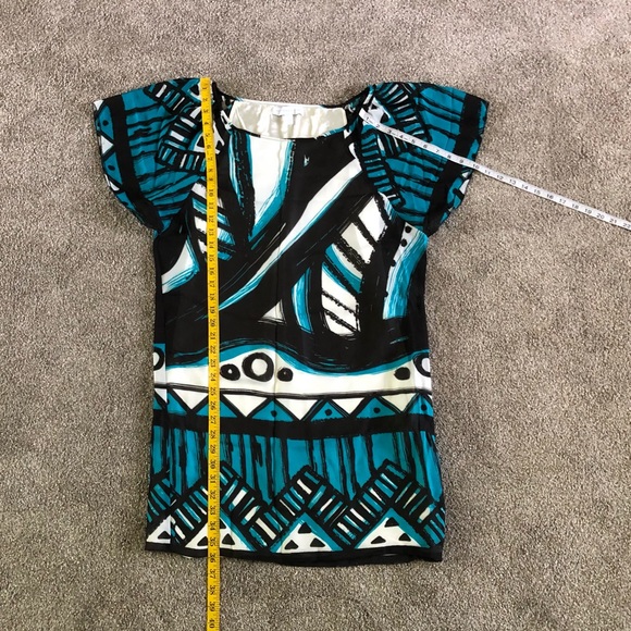 New York & Company Geometric Dress  Size S Bell Sleeves Colorful Summer - Picture 4 of 11